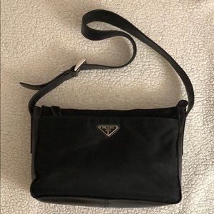 Authentic Prada black nylon shoulder bag